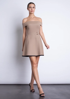 Amaya Knit Mini Dress - Shiitake Glam Touch Soft and Light