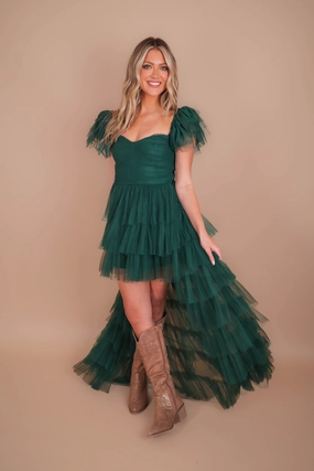 RESTOCK: On Cloud 9 Tulle Maxi Dress-Hunter Green Trend Smart