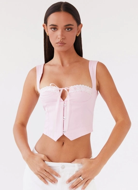 Double Layered Fabric Ambretta Corset Top - Pink