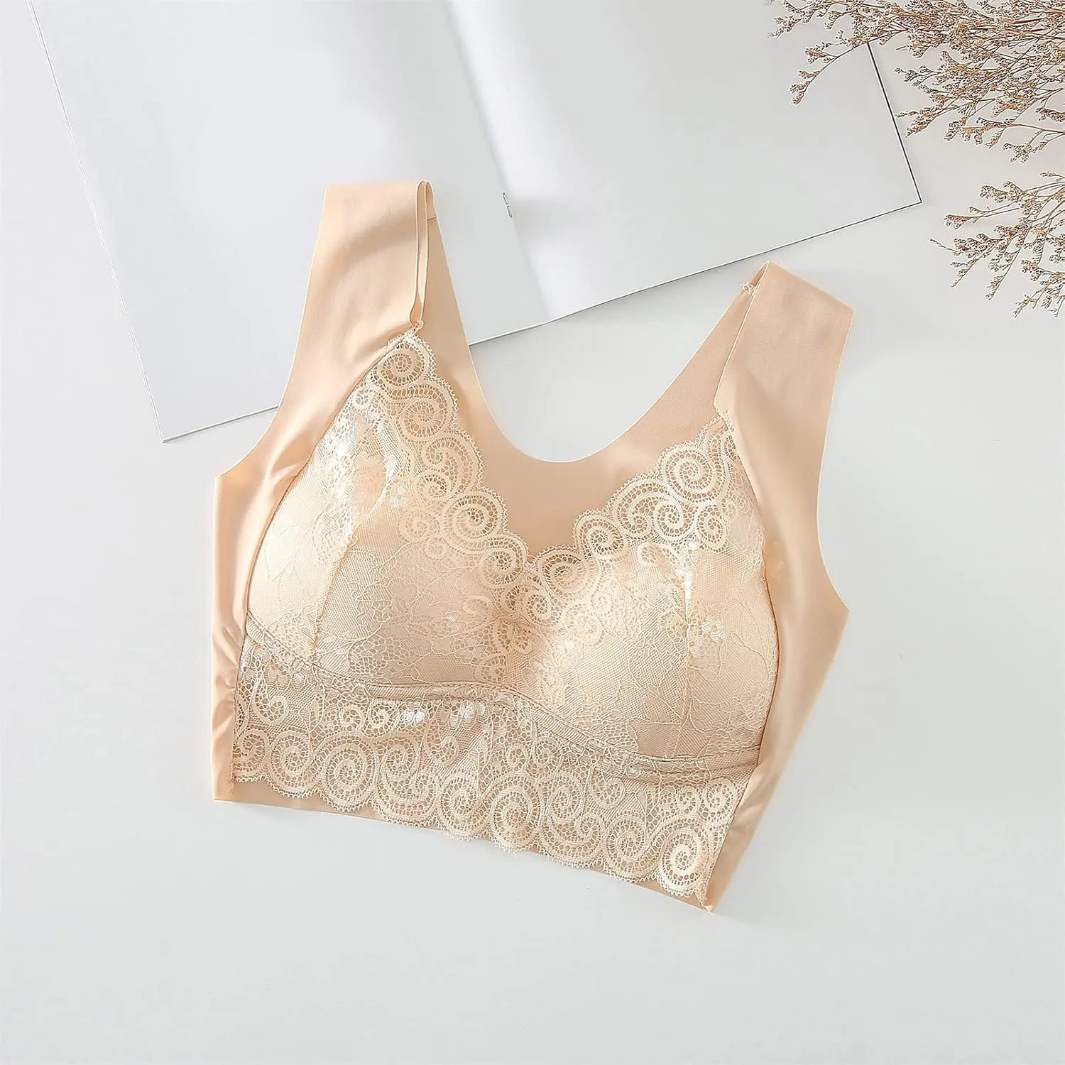 AMDBEL Bras for Women No Underwire, Women's Bras Plus Size Push Up Bralette Full Coverage Sexy Lace Bras Everyday Bras