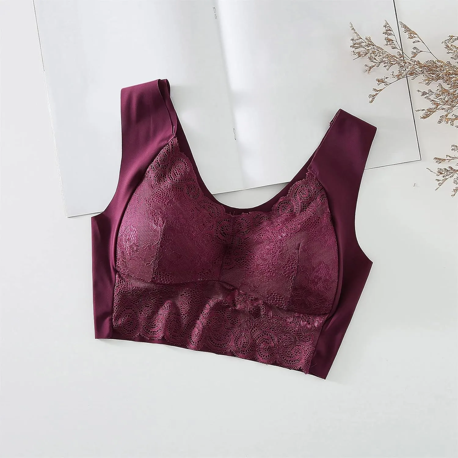 AMDBEL Bras for Women No Underwire, Women's Bras Plus Size Push Up Bralette Full Coverage Sexy Lace Bras Everyday Bras