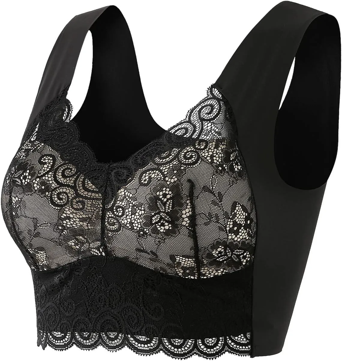 AMDBEL Bras for Women No Underwire, Women's Bras Plus Size Push Up Bralette Full Coverage Sexy Lace Bras Everyday Bras
