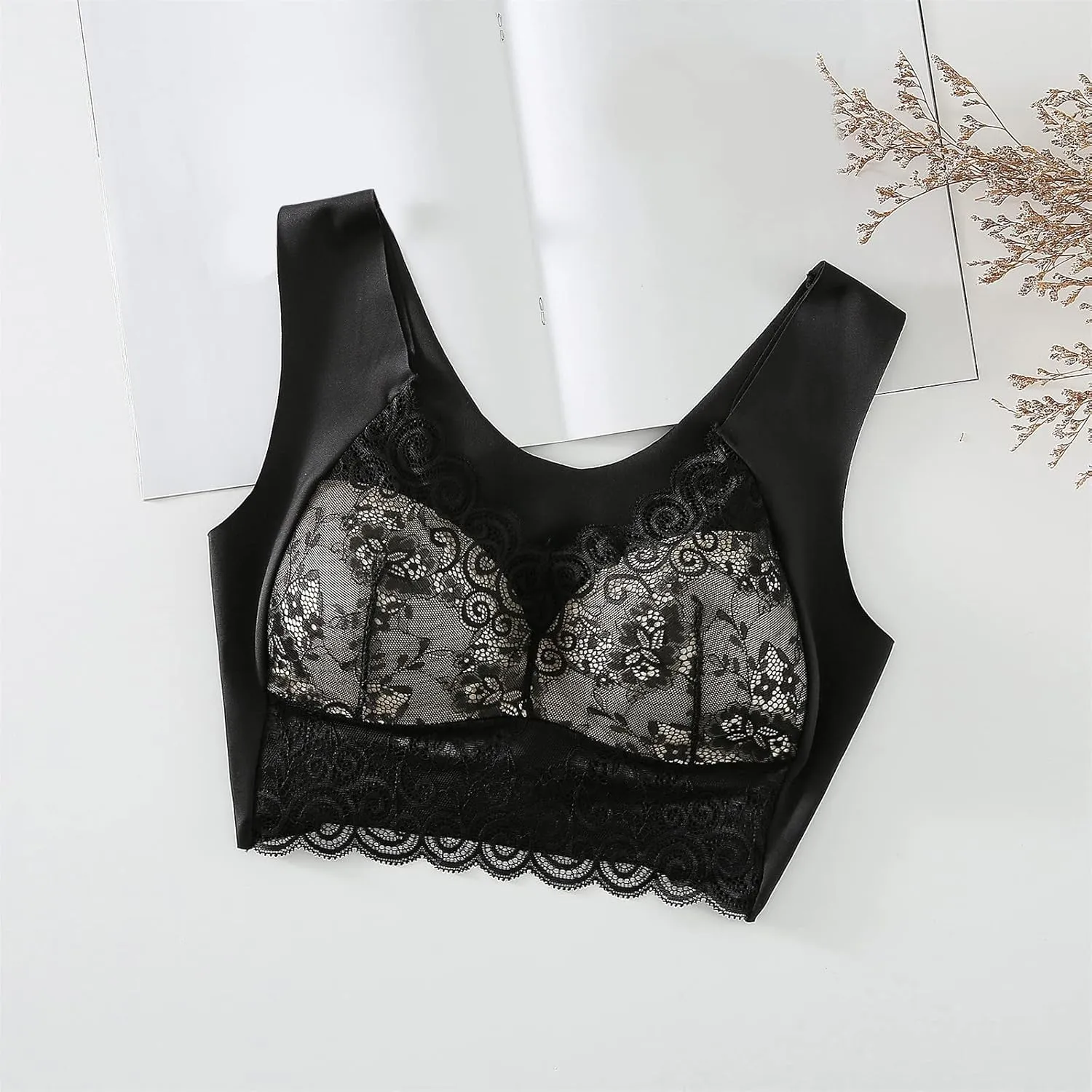 AMDBEL Bras for Women No Underwire, Women's Bras Plus Size Push Up Bralette Full Coverage Sexy Lace Bras Everyday Bras