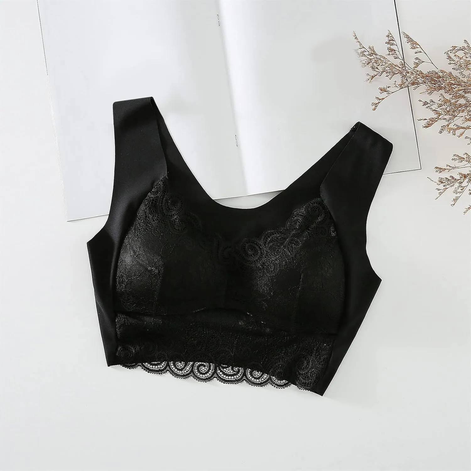 AMDBEL Bras for Women No Underwire, Women's Bras Plus Size Push Up Bralette Full Coverage Sexy Lace Bras Everyday Bras