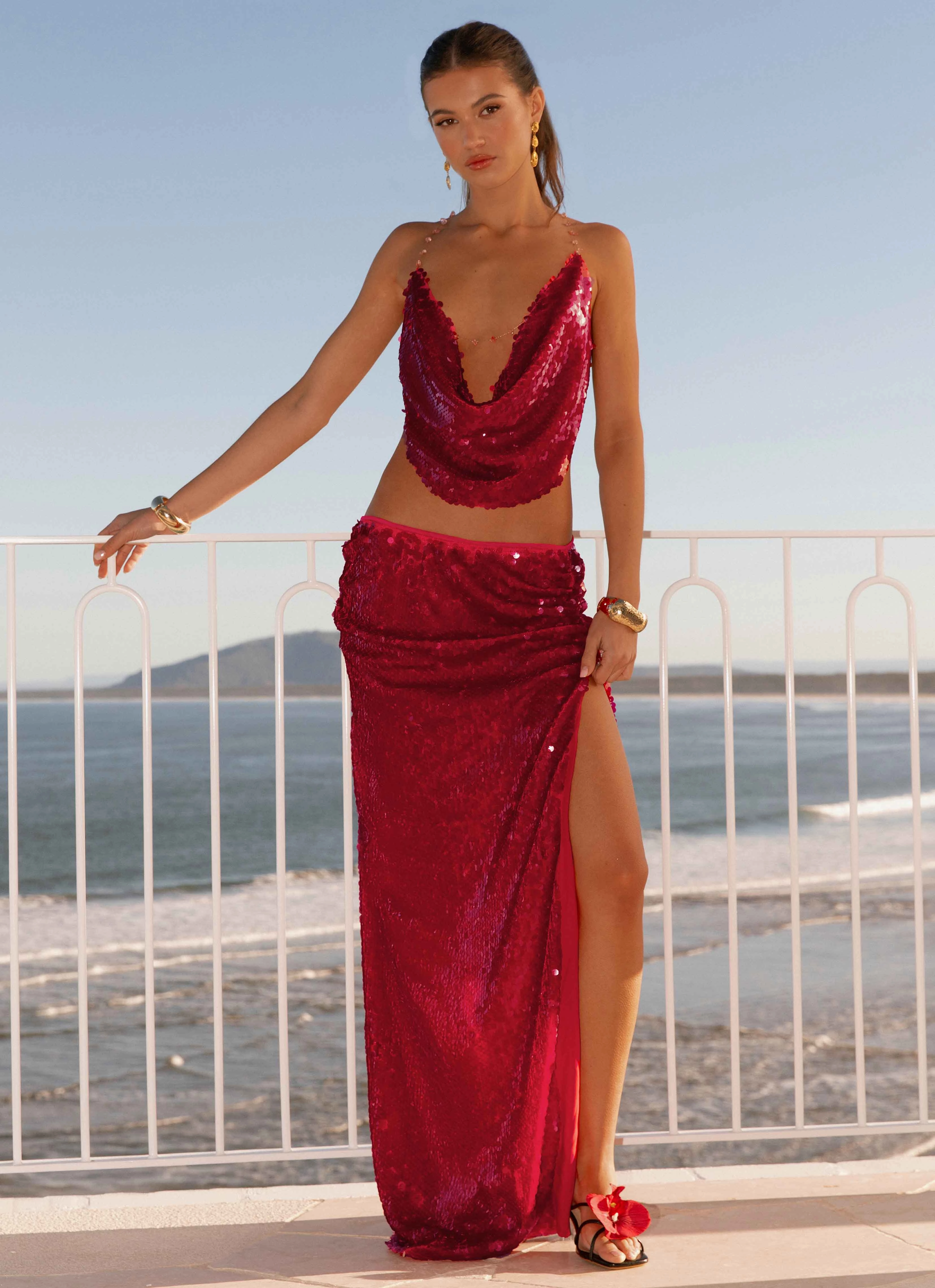 Flexible Knees Amosa Maxi Skirt - Fuchsia