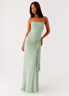 Amphi Maxi Dress - Sage Belted-Style Fit for All Seasons