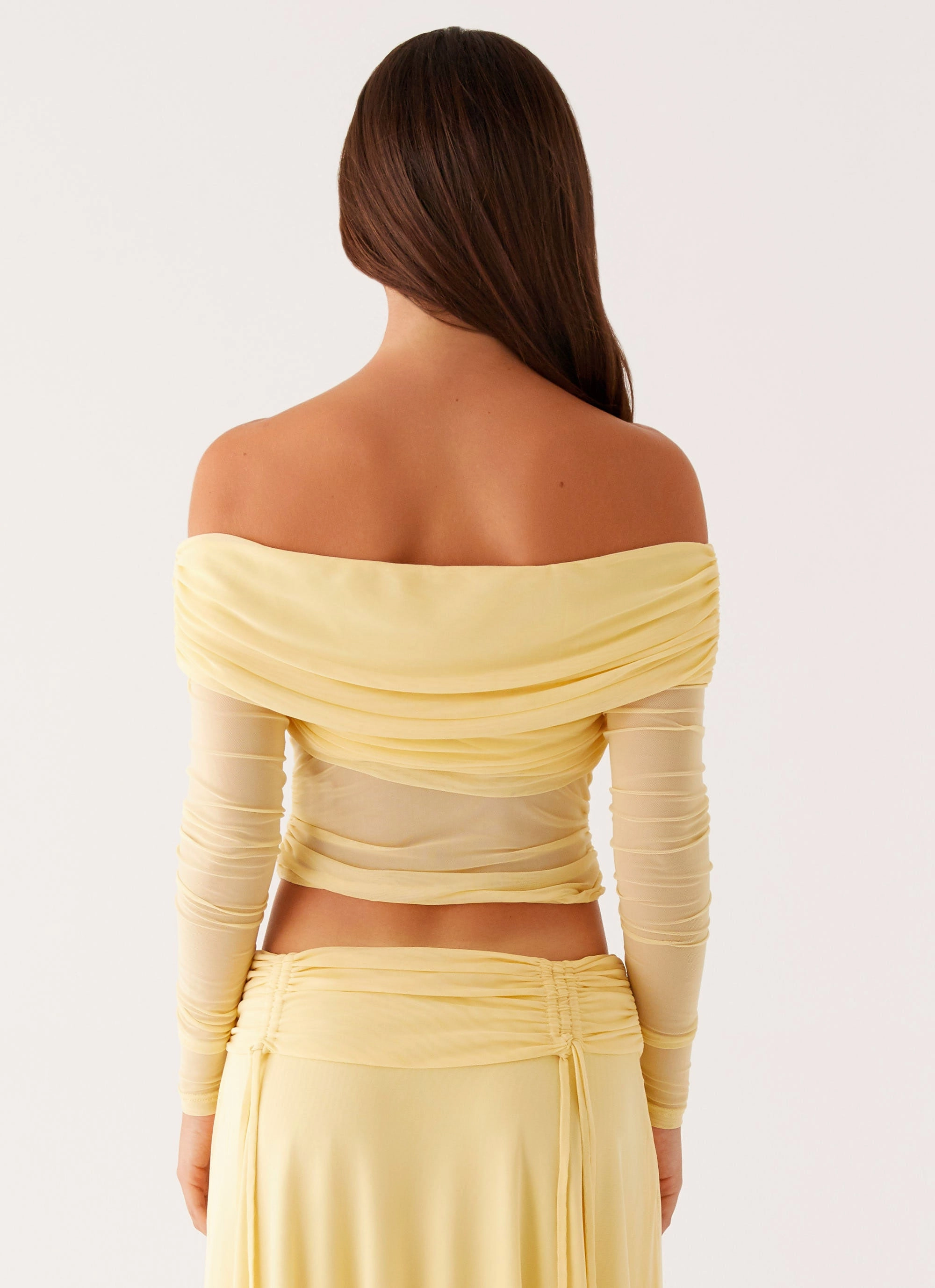 Interlock Stitch Detail Amryn Long Sleeve Top - Yellow