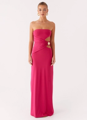 Anetta Maxi Dress - Fuchsia Airy Movement Casual-Look