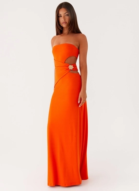 Anetta Maxi Dress - Orange Cozy Drape Draped-Style