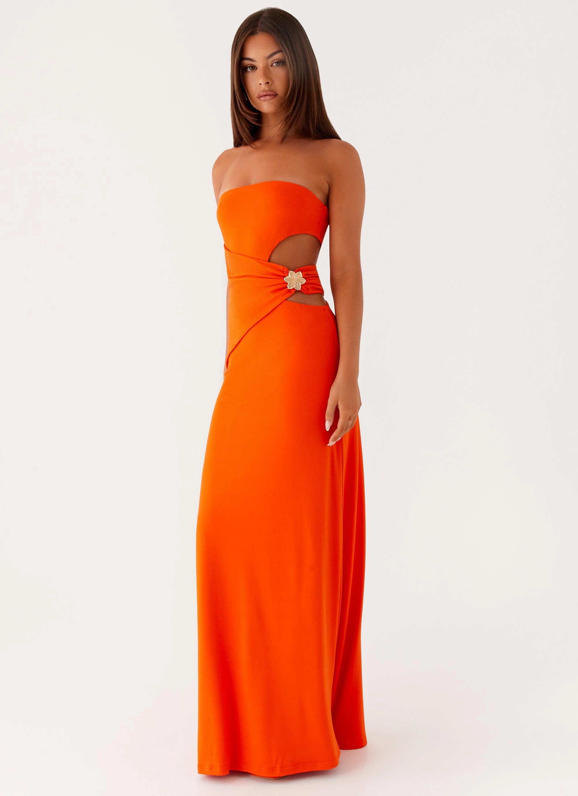 Anetta Maxi Dress - Orange Cozy Drape Draped-Style