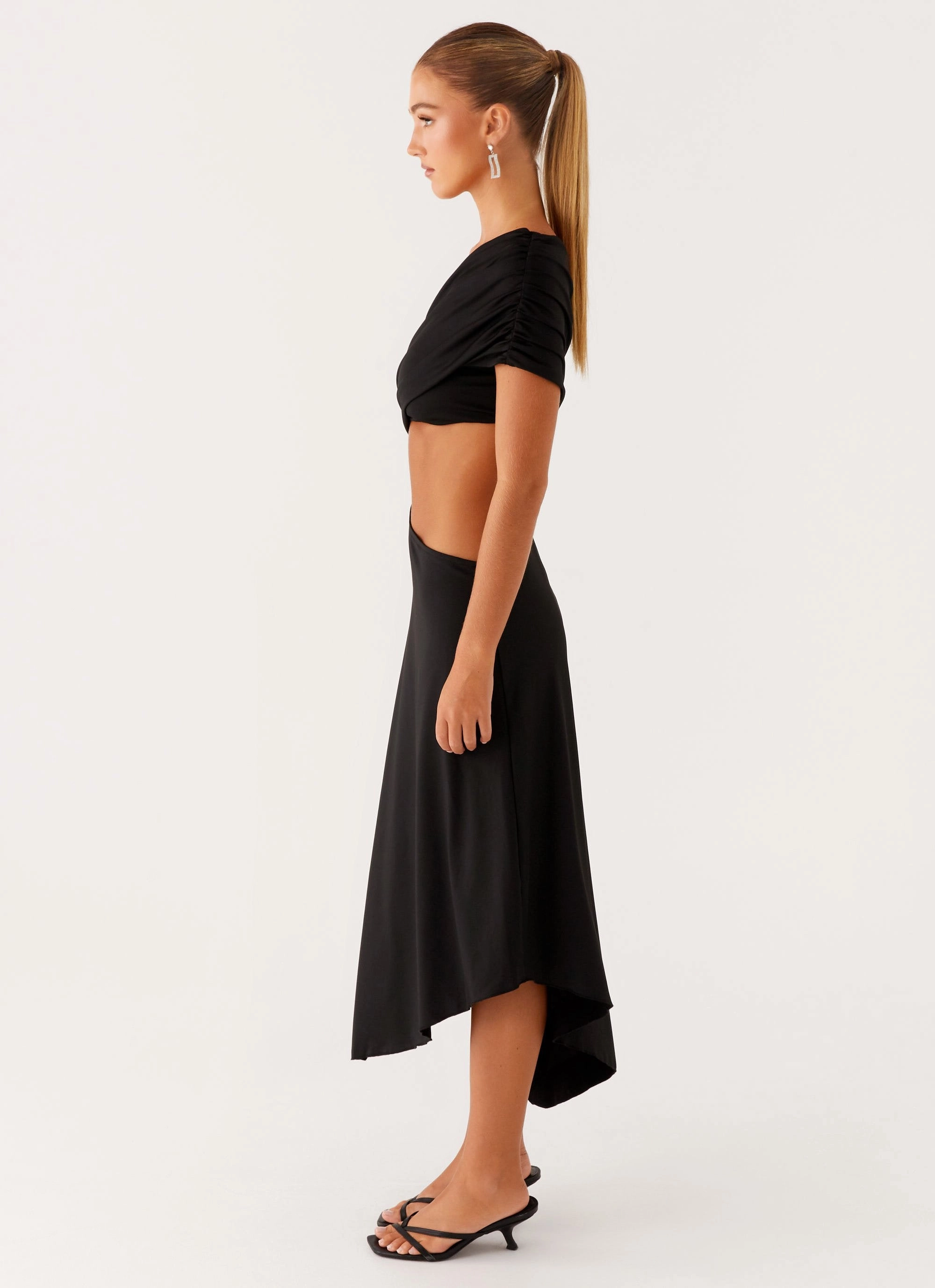 Refined Feel Angelina Asym Midi Dress - Black