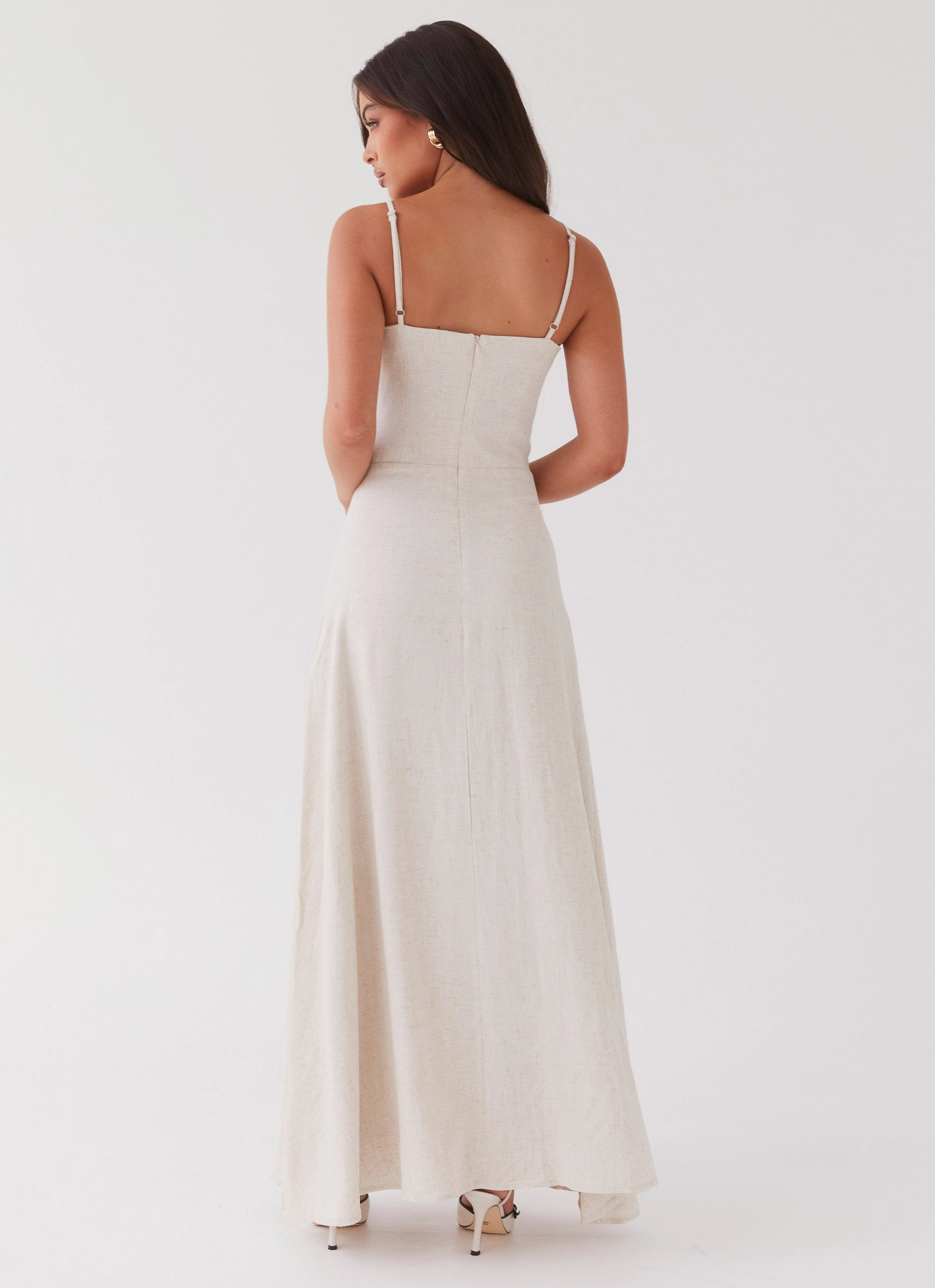 Angelina Linen Maxi Dress - Oatmeal Saturated Hue Summer Ready