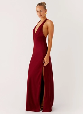 Light Volume Simple Comfort Angie Maxi Dress - Burgundy