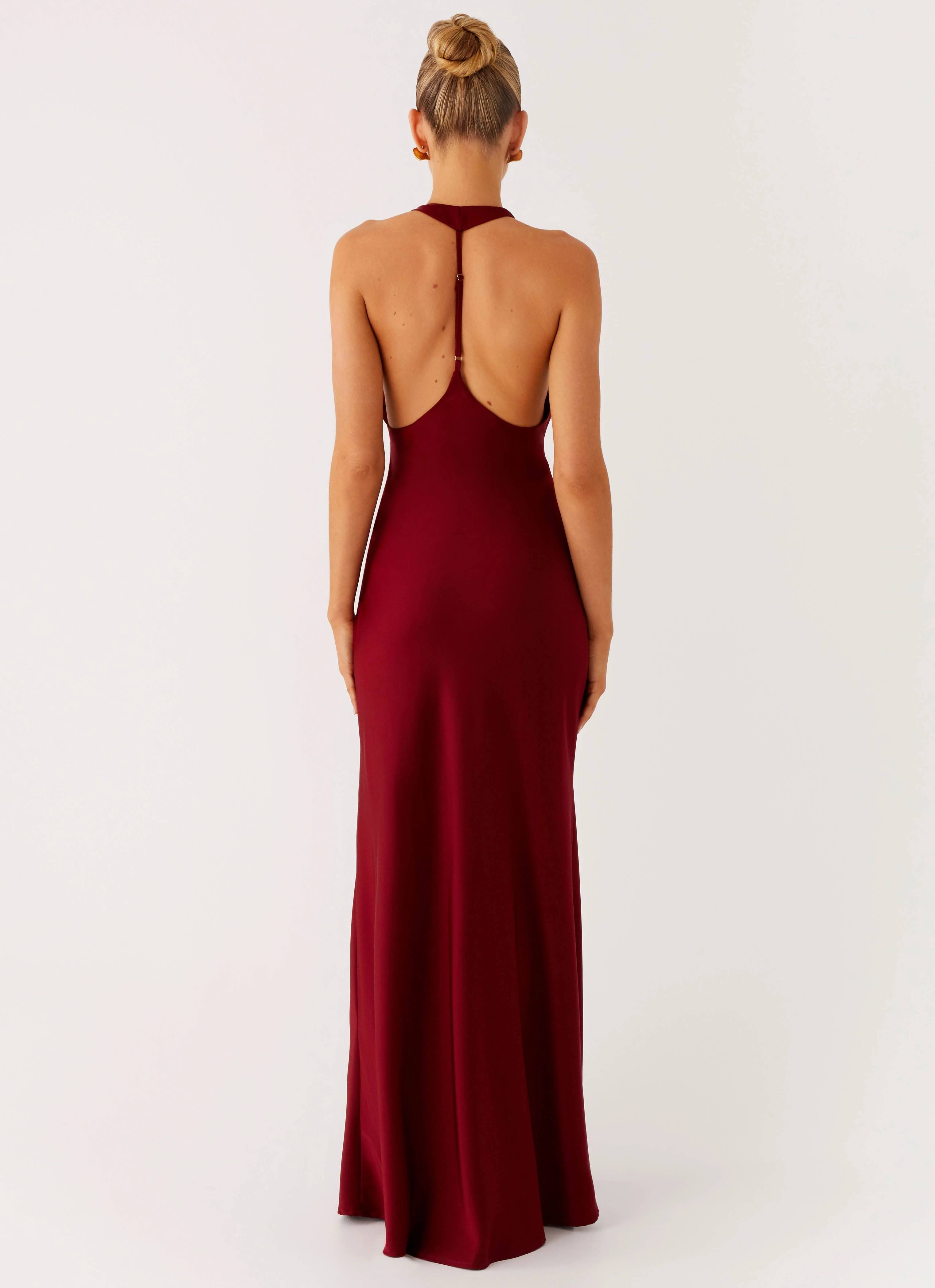 Deep Hue Layered Fabric Angie Maxi Dress - Burgundy