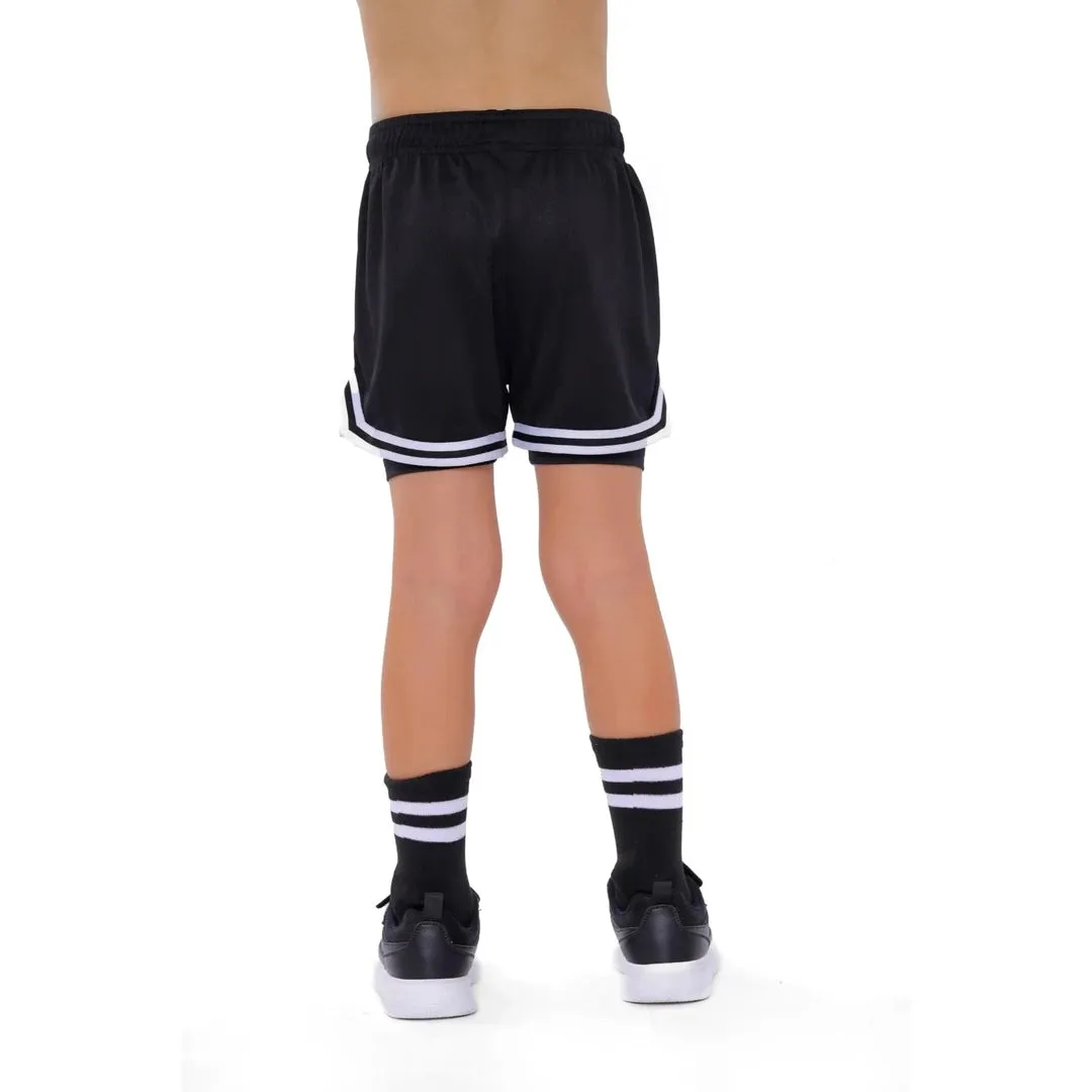 Anja Boys Black And White Basketball Shorts [WS]