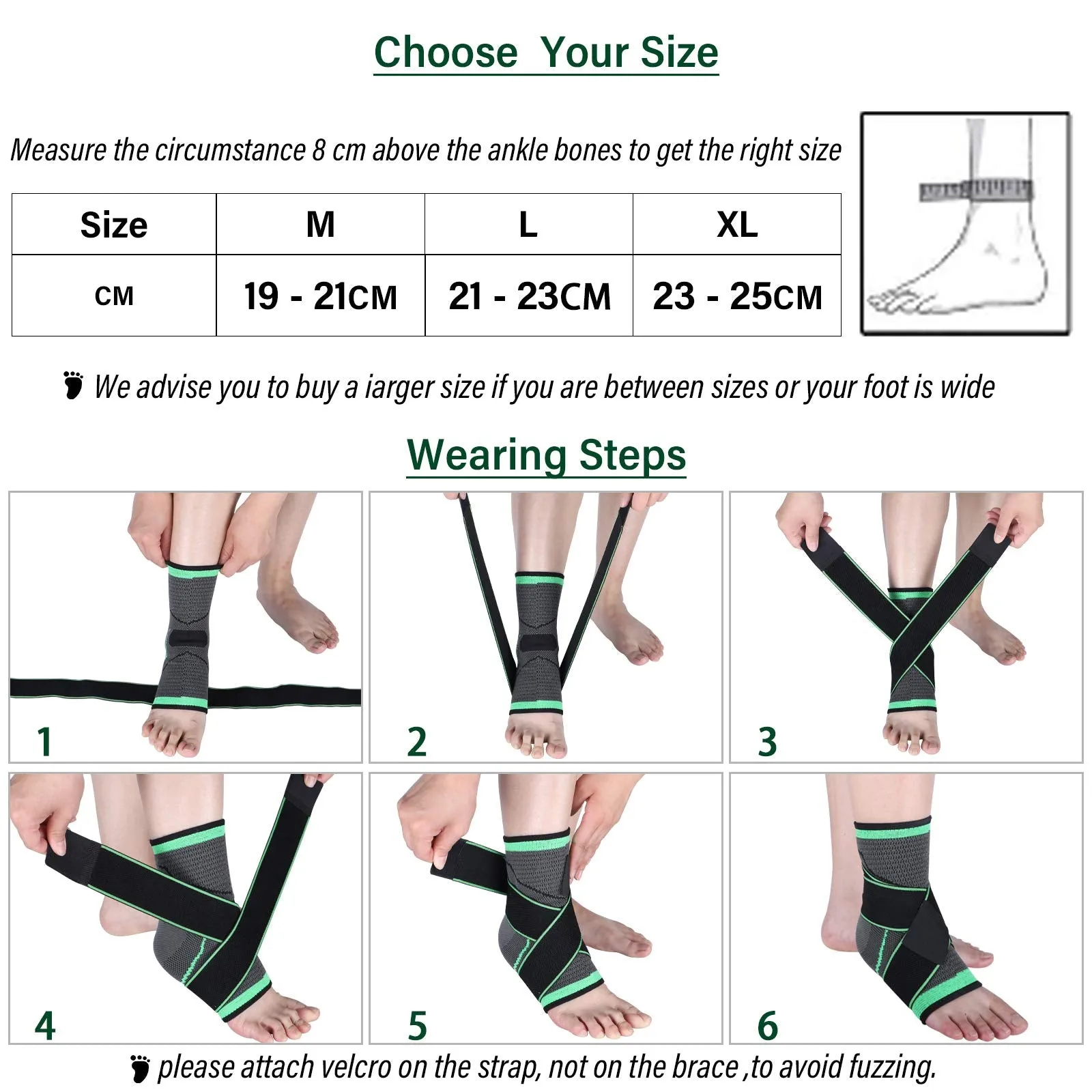 Ankle Support Brace, Adjustable Compression Ankle Support, for Men Women Achilles Tendon Support and Plantar Fasciitis, Stabilize Ligaments, Eases Pain Swelling and Sprained Ankle Pain (Medium) Medium