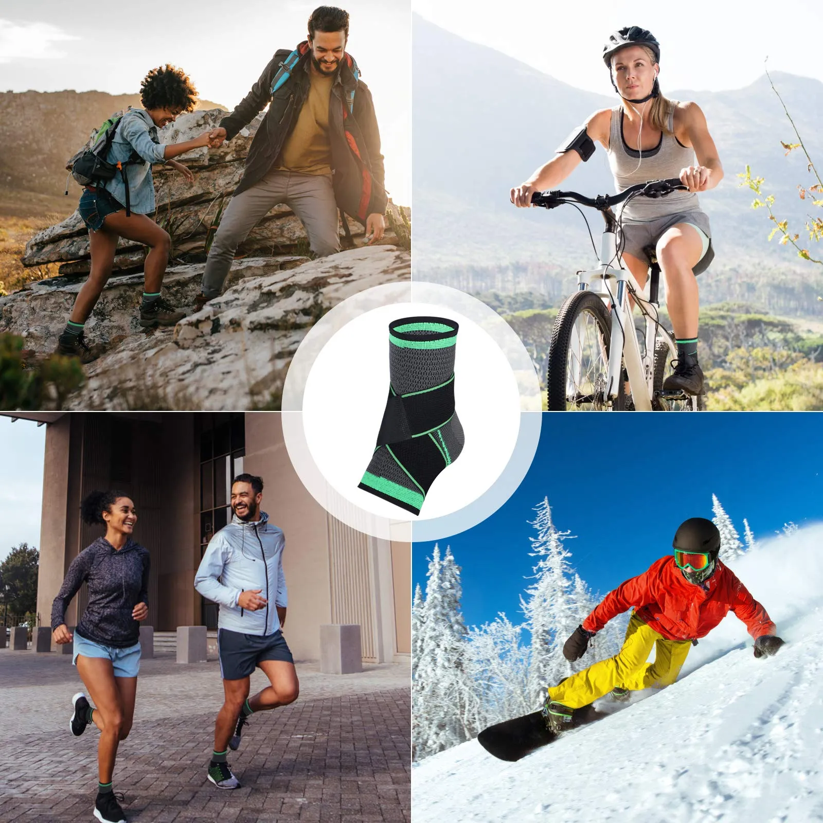 Ankle Support Brace, Adjustable Compression Ankle Support, for Men Women Achilles Tendon Support and Plantar Fasciitis, Stabilize Ligaments, Eases Pain Swelling and Sprained Ankle Pain (Medium) Medium