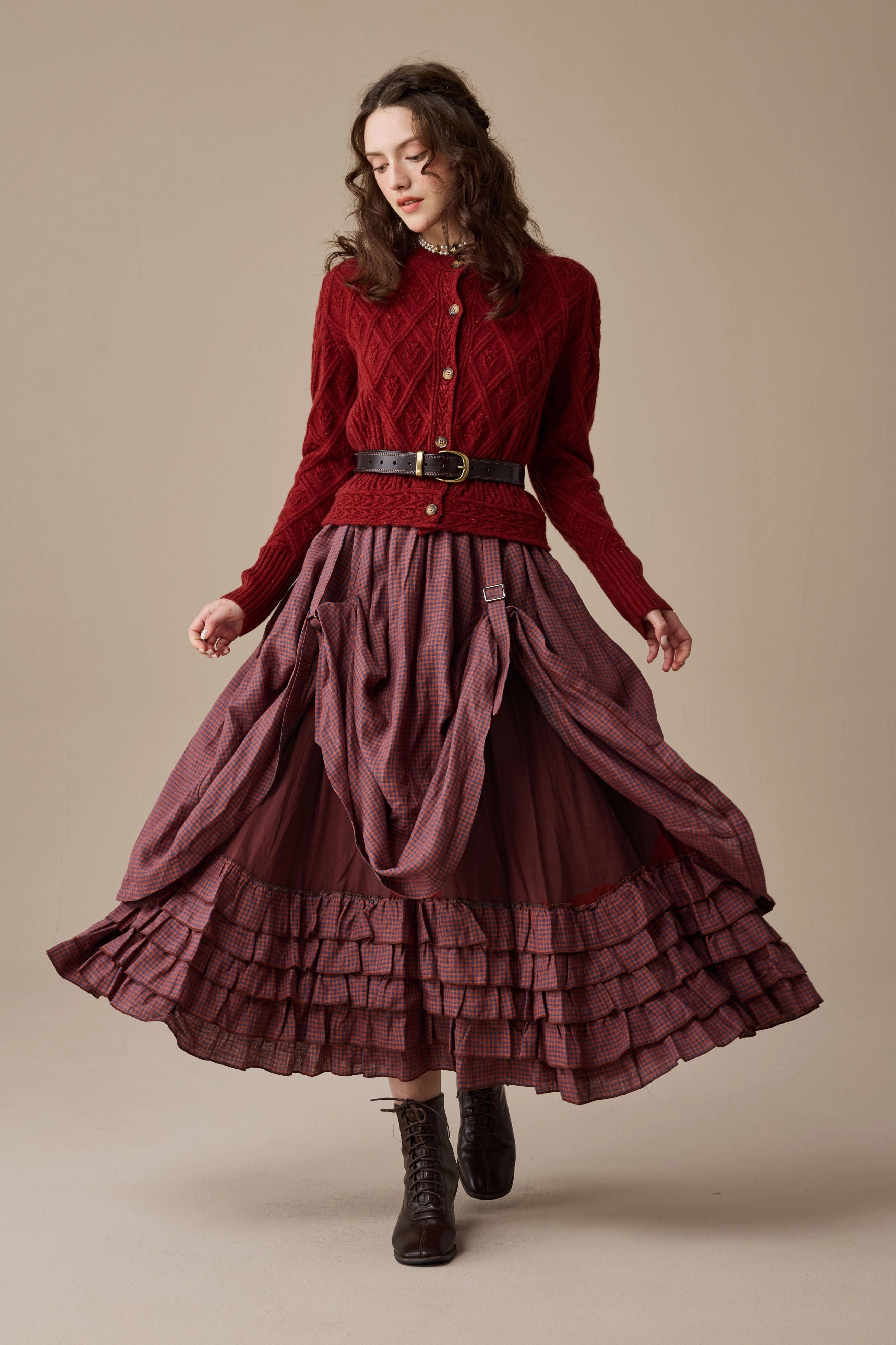 Anna 21 | Layered Linen Skirt (Adjustable) FadeResistant Treatment RawHemDetail