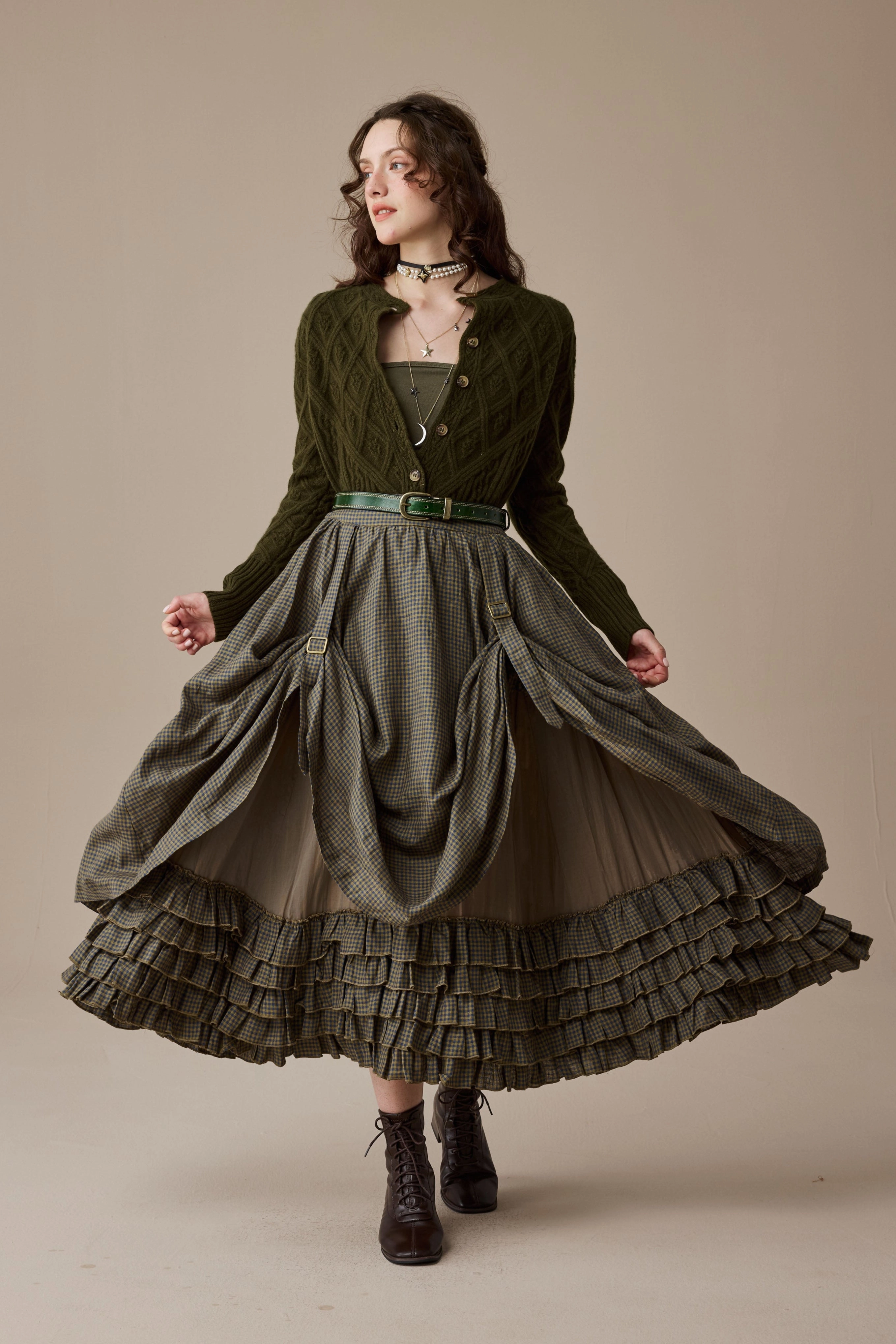 Lightweight Blouse HighStretchElastic Anna 21 | Layered Linen Skirt (Adjustable)
