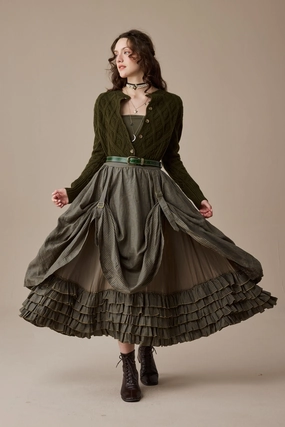 Lightweight Blouse HighStretchElastic Anna 21 | Layered Linen Skirt (Adjustable)