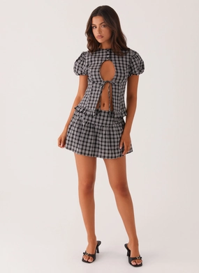 Annie Mini Skirt - White Black Check Tagless Design