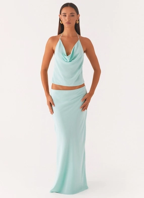 Chic Appeal Everyday Ease Another Life Chiffon Maxi Skirt - Pale Blue