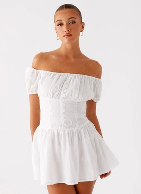 Anthem Mini Dress - Ivory Fluid movement Motion Light