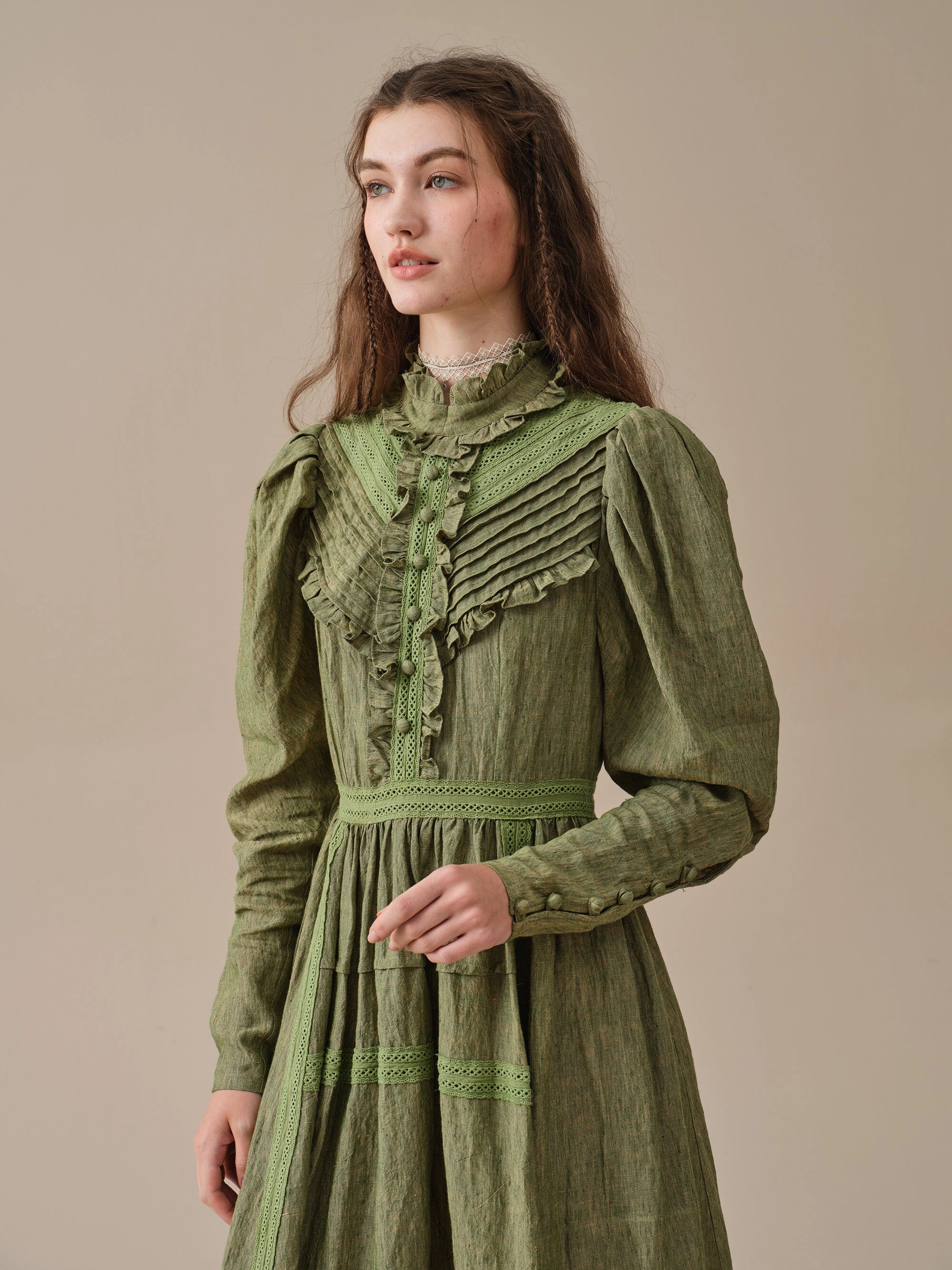 ElasticCuffs MARY 18 | VINTAGE LINEN DRESS GOWN