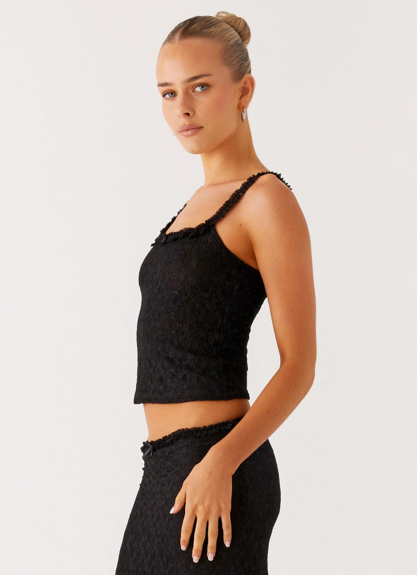 Ophira Cami Top - Black No Iron Fabric