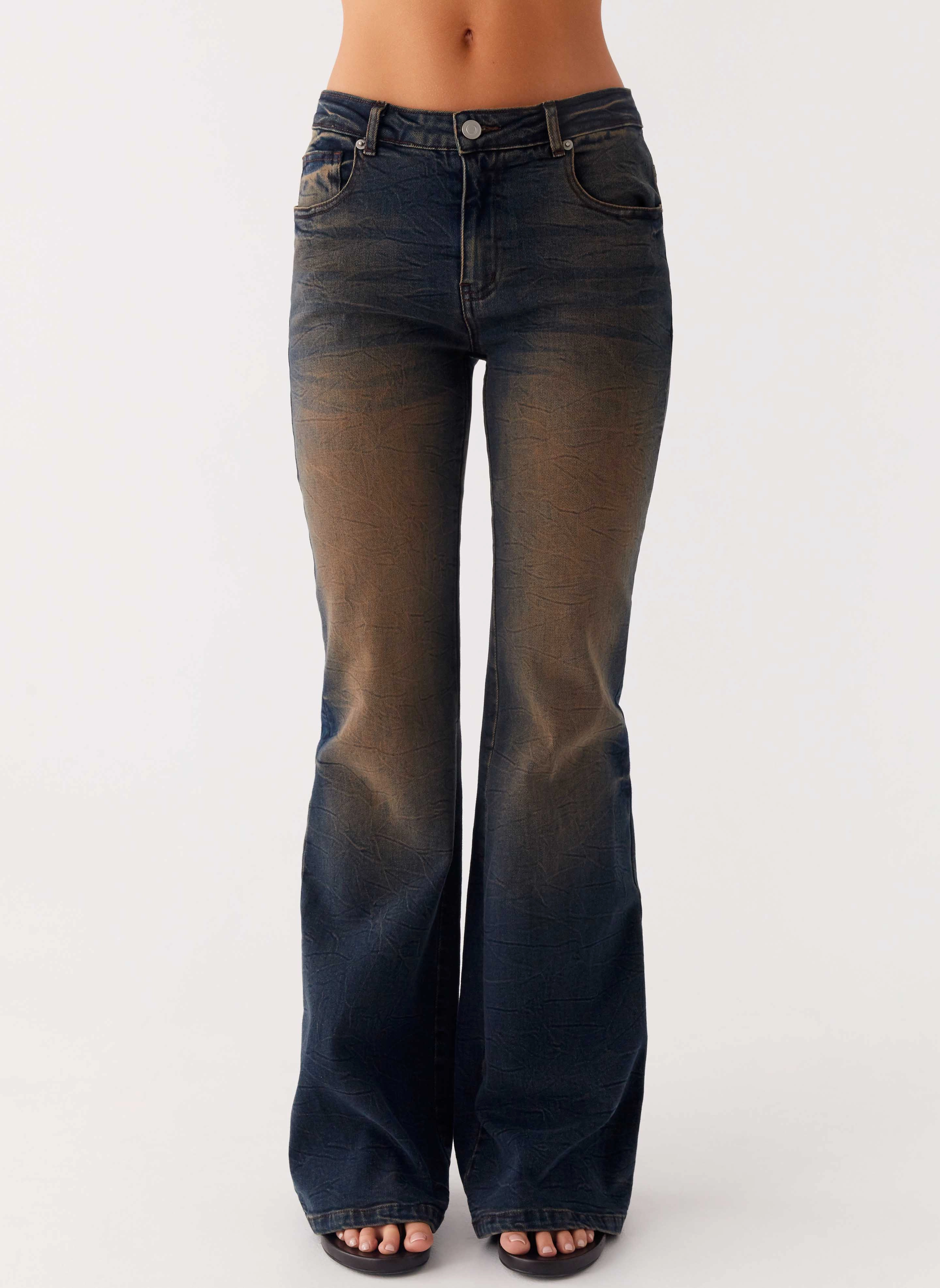 Breathable layers HiddenDrawcord Oregon Flared Jeans - Dirty Black Wash