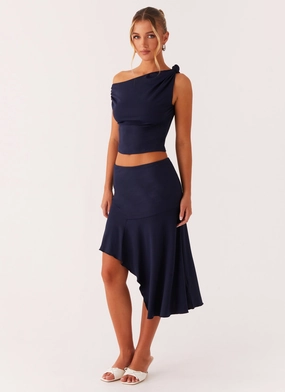 Viola Midi Skirt - Navy HypoallergenicMaterial