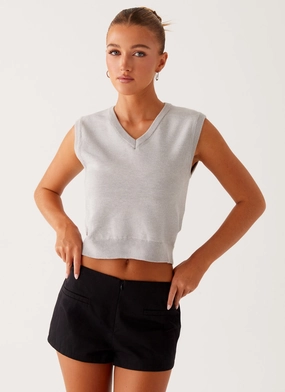 Tyne Knit Vest - Grey Interlock Knit NonFade Dye