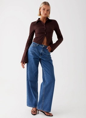 Stretch waistband Stretchable Design Keanna Low Rise Jeans - Indigo