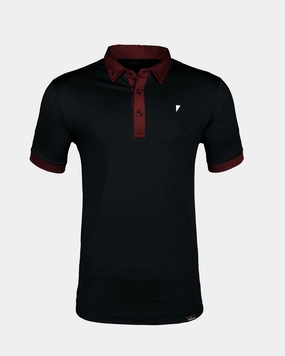 Thermal Regulating Fabric Cozy Sweater Two Tone Black/Maroon Classic Polo