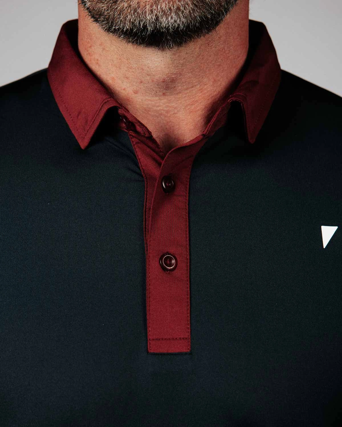 Two Tone Black/Maroon Classic Polo LayeredPanel Raglan Sleeve