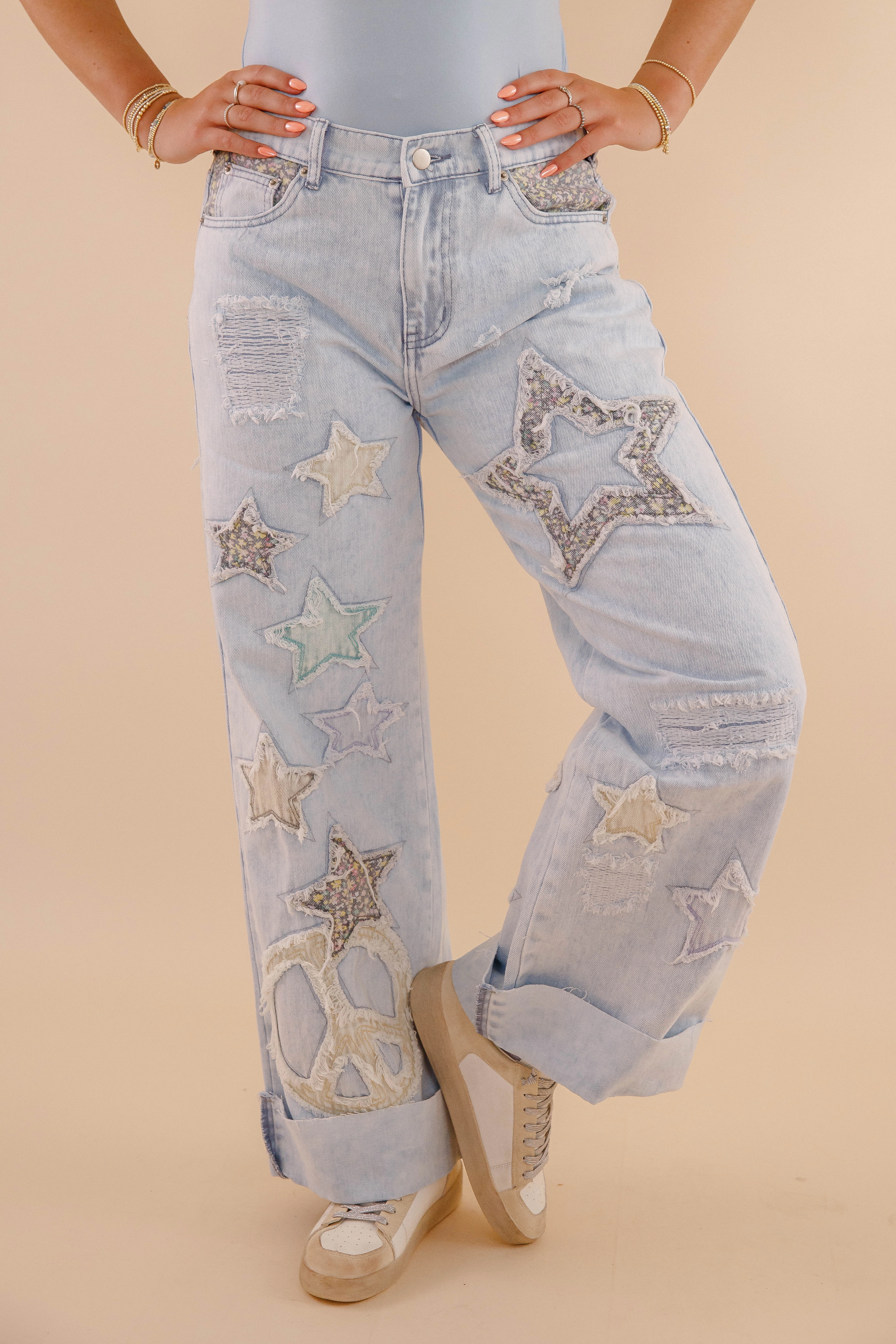 Make Peace With It Denim Multi Pocket Design Stretch Movement