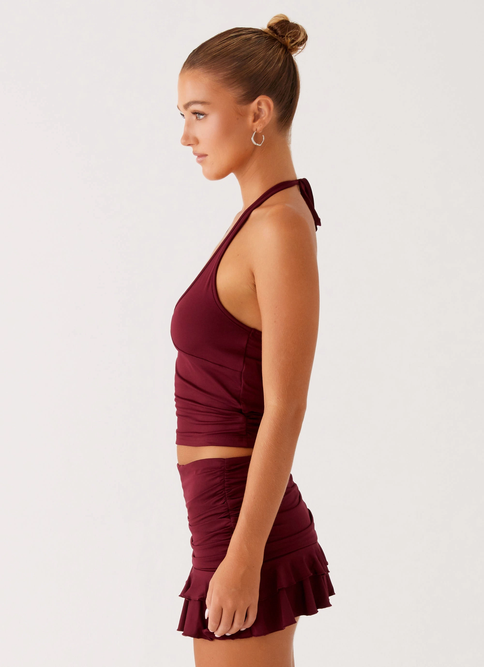 Bernie Halter Top - Raspberry Wine Double Stitched Seams