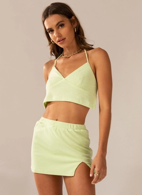 Changing Seasons Terry Mini Skirt - Lime Green Warm Fit
