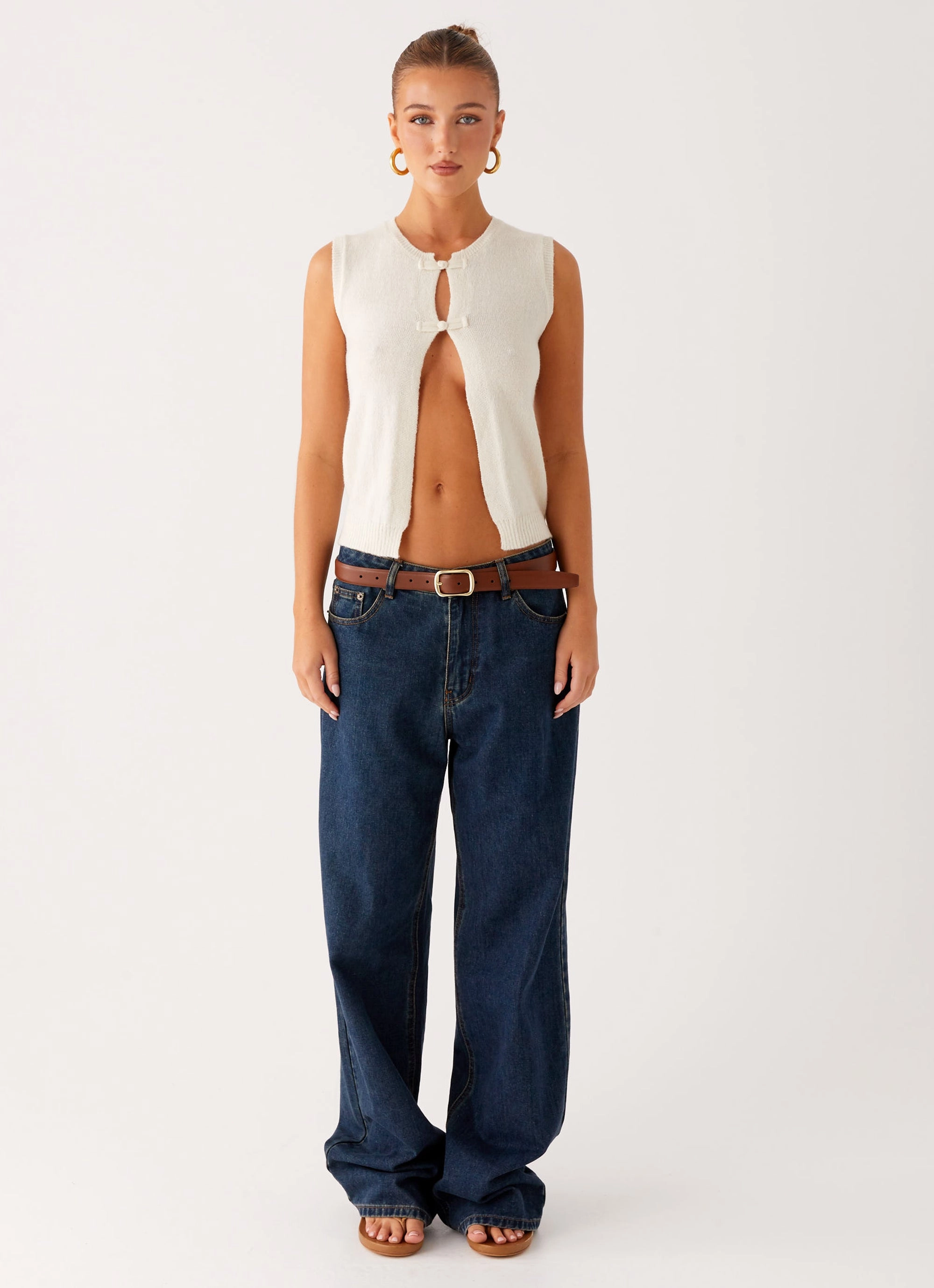 Reinforced Hem Maali Knit Top - White