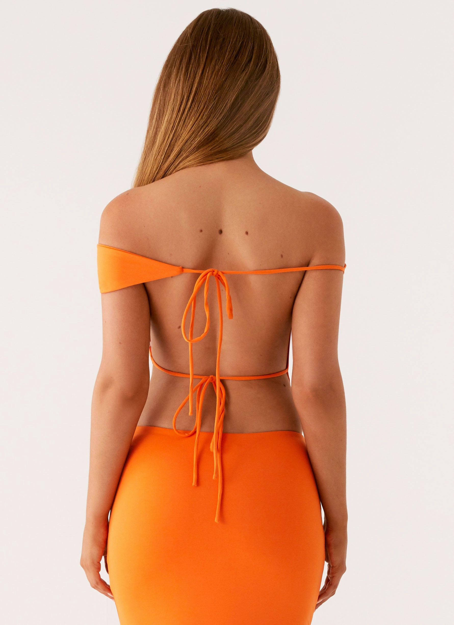 FrictionResistant Fabric Durable Fiber Blend Kamara Off Shoulder Top - Orange