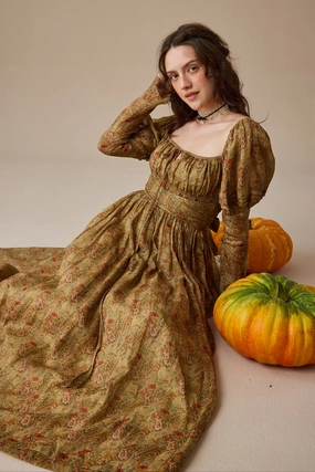 ZeroWaste Pattern Paisley 11 | Elegant Floral Linen Dress