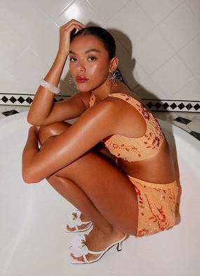 Mercer Sequin Bralette - Orange AllDay Comfort Design BreathableMoistureBarrier
