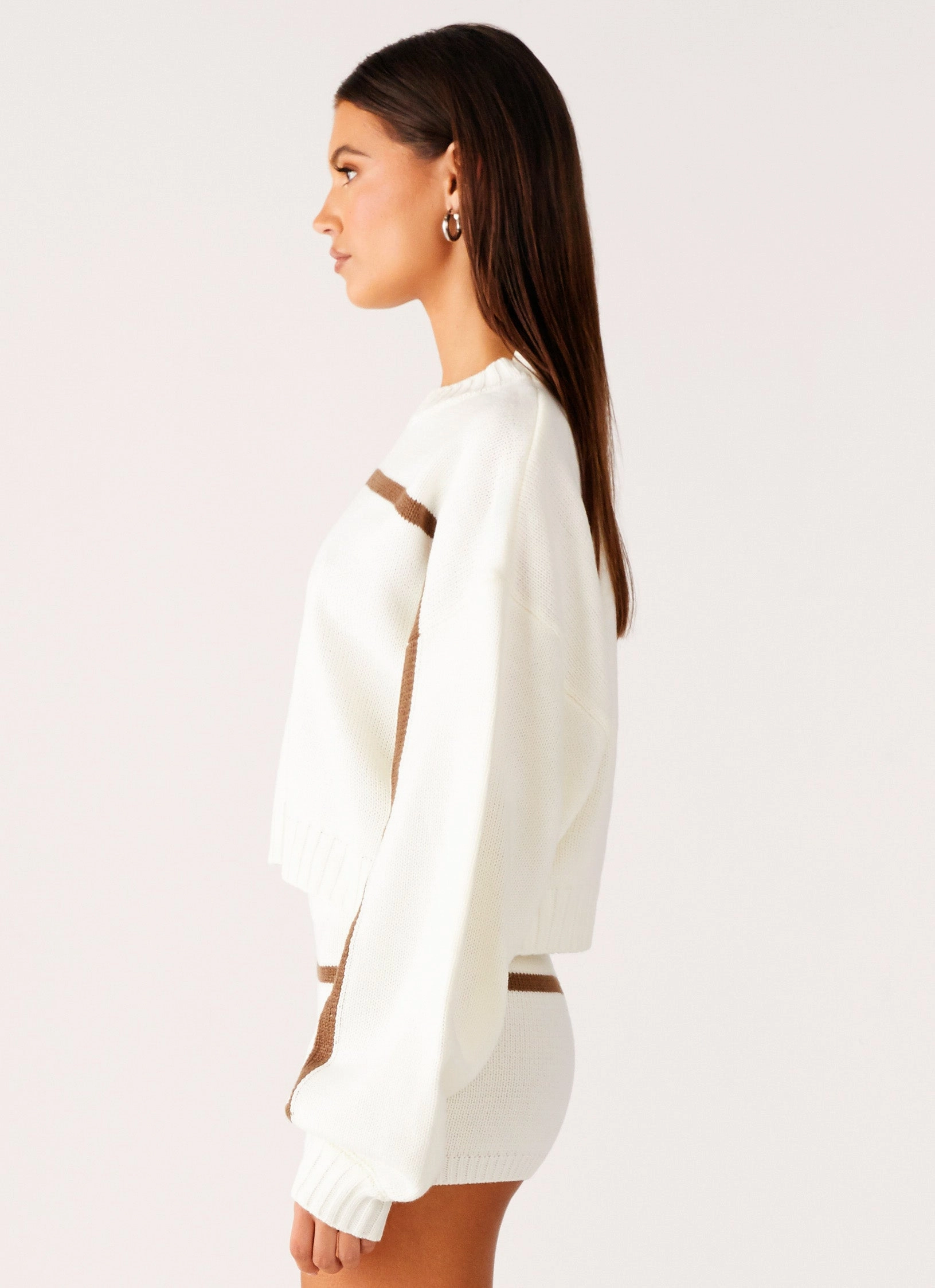 Paolo Knit Sweater - Off White Abrasion Resistant Surface Ribbed Hemline
