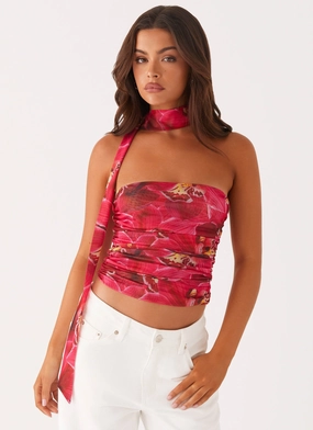 ReflectiveTrim QuickDrying Hot Like Me Scarf Top - Orchid Pink