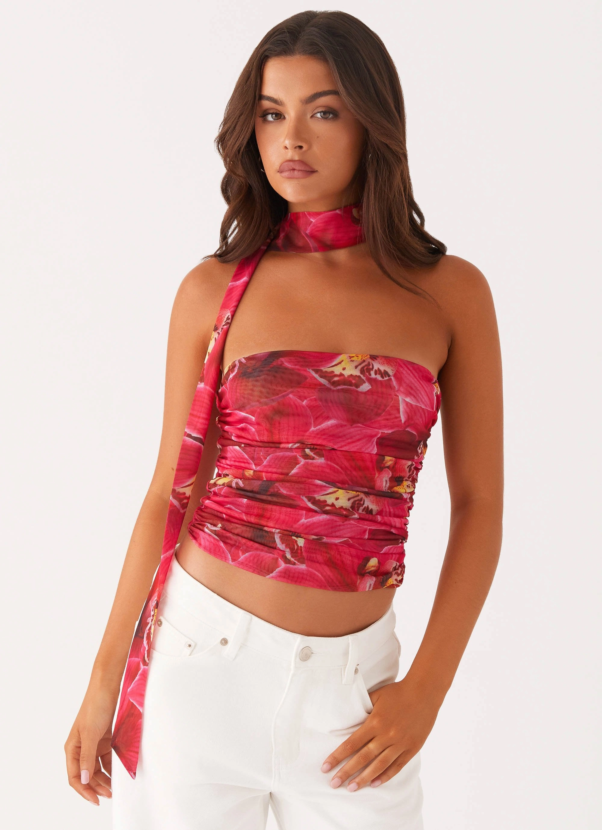 ReflectiveTrim QuickDrying Hot Like Me Scarf Top - Orchid Pink