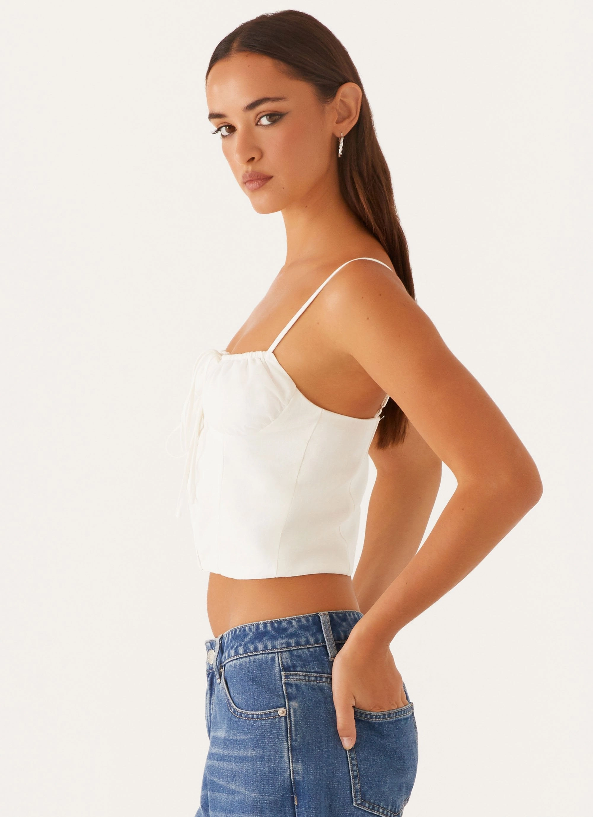 Flexible Ribbed Cuffs Everly Top - White