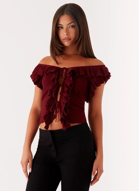 Keeta Frill Top - Burgundy TemperatureRegulating Material