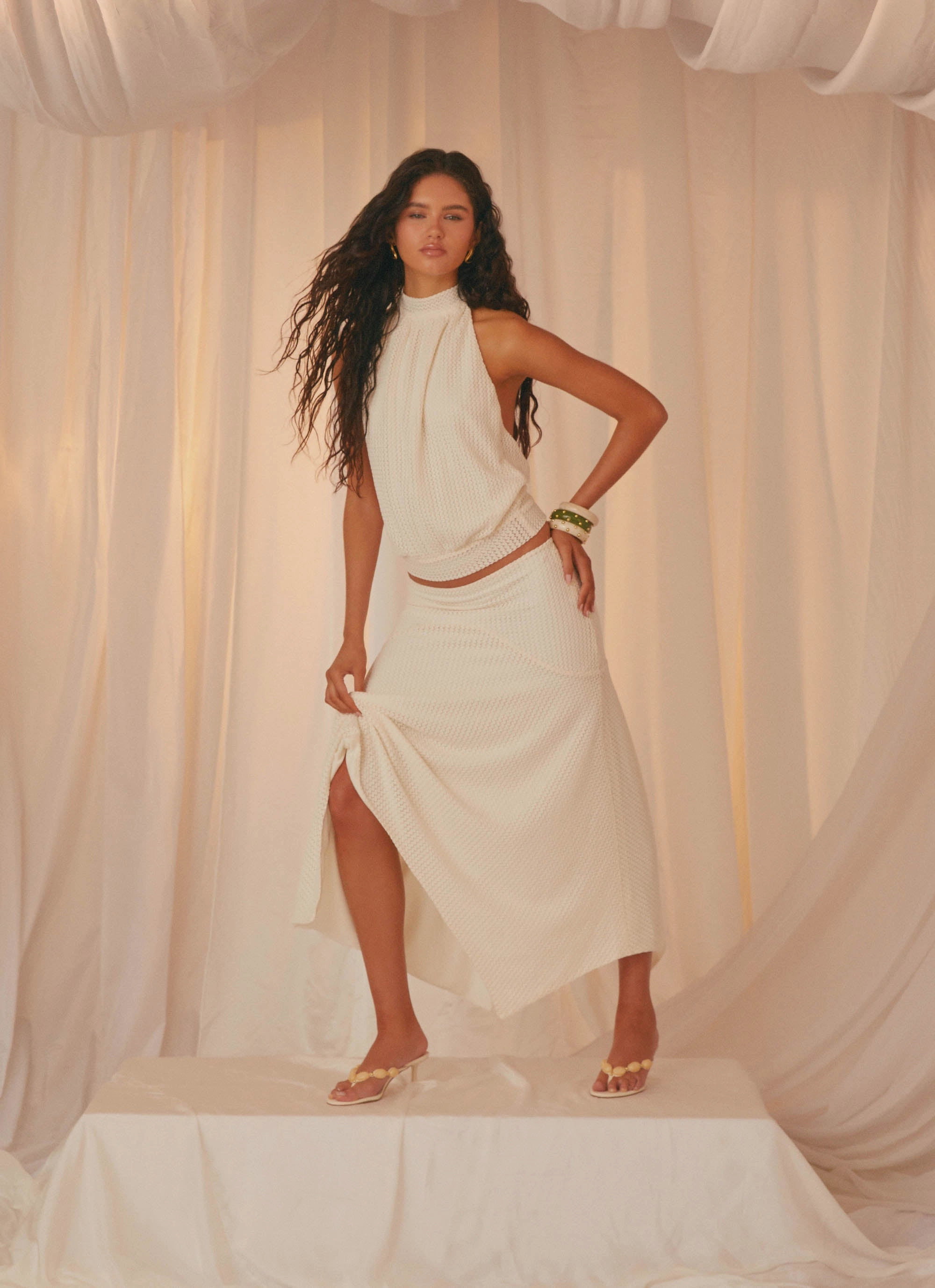 AllDay Comfort Stretch waistband Evaden Backless Top - Ivory