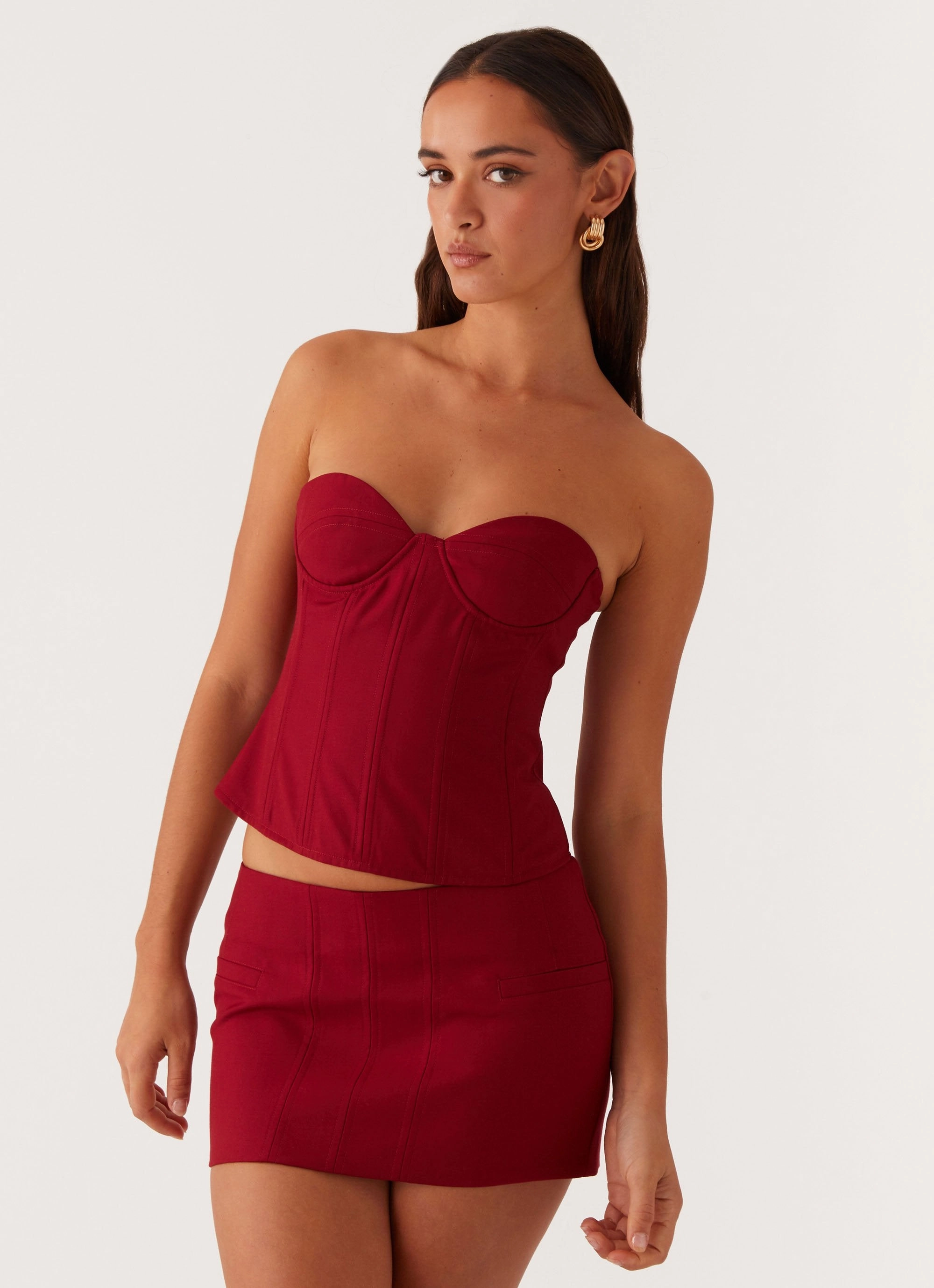 Neutral Shade Outdoor Flex Armelle Micro Mini Skirt - Maroon