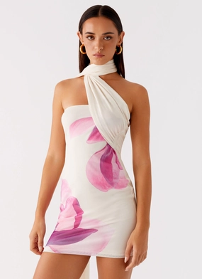 Arcadia Mini Dress - Ivory Eye Catching Earthy Hue